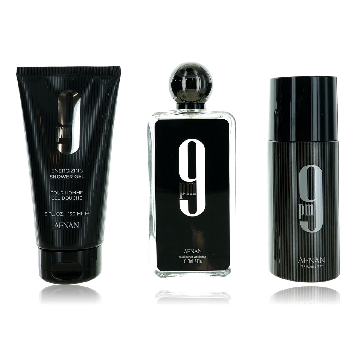 Set 9 Pm  Edp Unisex + 6.07 Oz Shower Gel + 8.4 Oz Deo