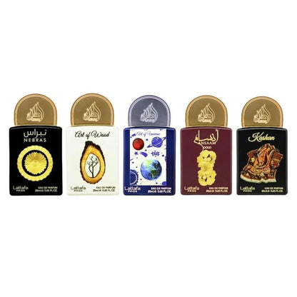 Set Pride Discovery 5X 0.67 Oz Nebras-Art Of Wood-Art Of Universe-Ansaam Gold-Kashan Edp Unisex