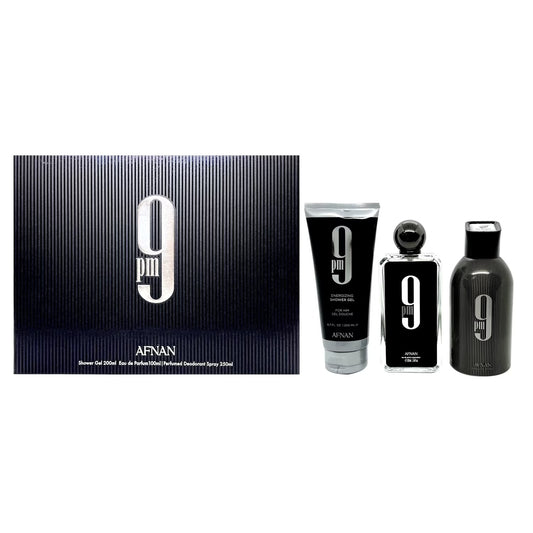 Set 9 Pm  Edp Unisex + 6.07 Oz Shower Gel + 8.4 Oz Deo
