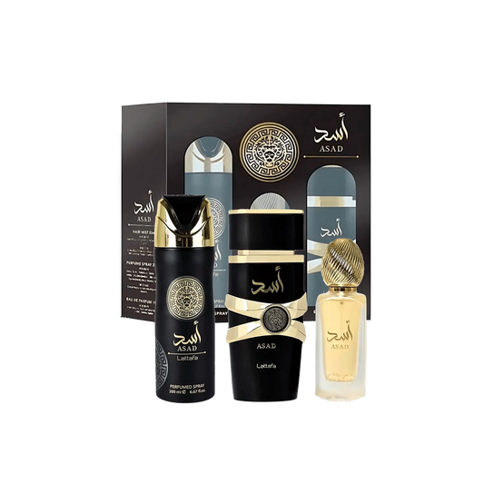 Set Asad 3 Pcs (Gift With 3.4 Oz Edp + 6.7 Oz Deo + 1.7 Oz Hairmis)