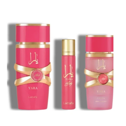 Set Yara Candy  3 Pcs (3.4 Oz Edp + 12Ml Travel Spray + 50Ml Hairmist Women)