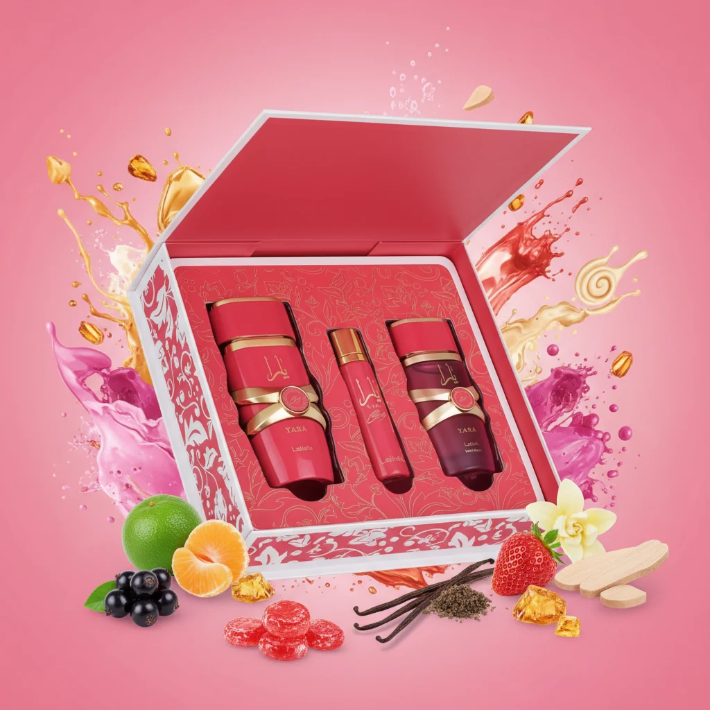 Set Yara Candy  3 Pcs (3.4 Oz Edp + 12Ml Travel Spray + 50Ml Hairmist Women)
