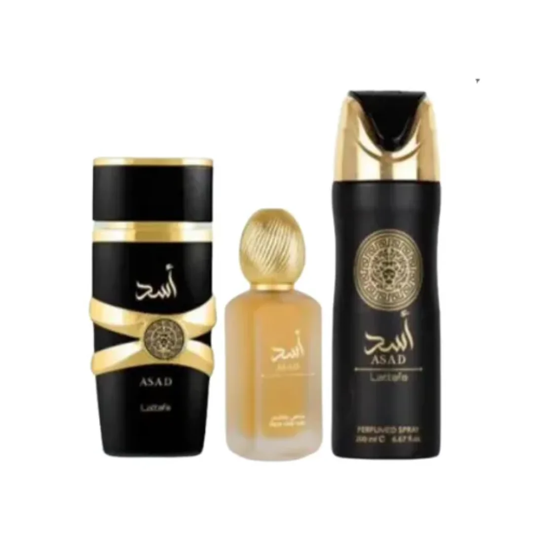 Set Asad 3 Pcs (Gift With 3.4 Oz Edp + 6.7 Oz Deo + 1.7 Oz Hairmis)